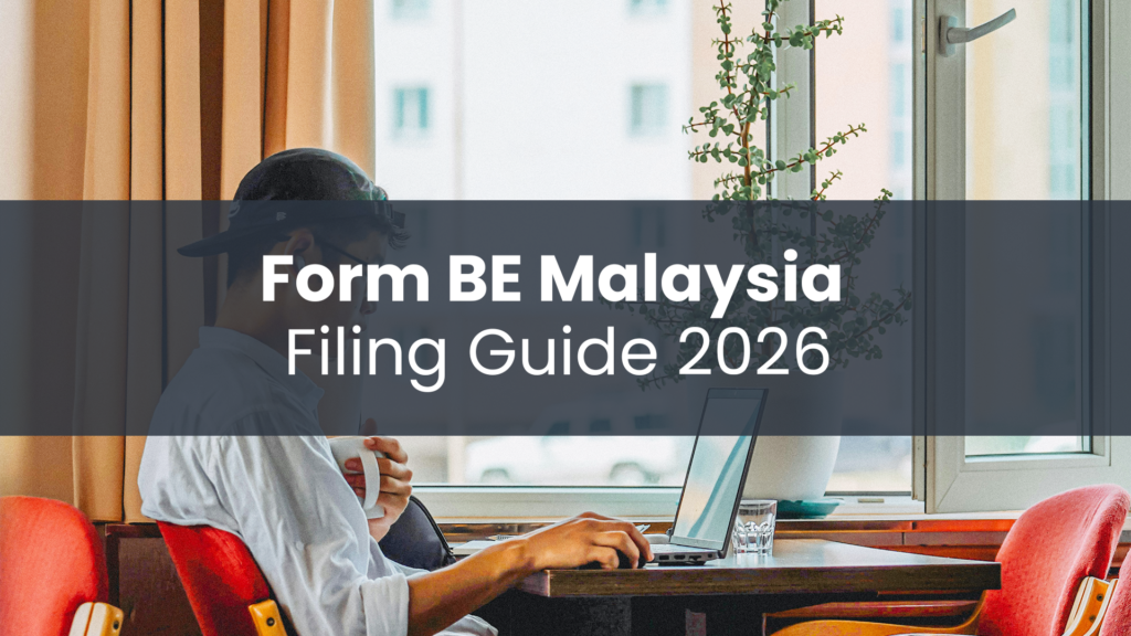 Form BE Malaysia 2026 filing guide shown on laptop by salaried individual working from home